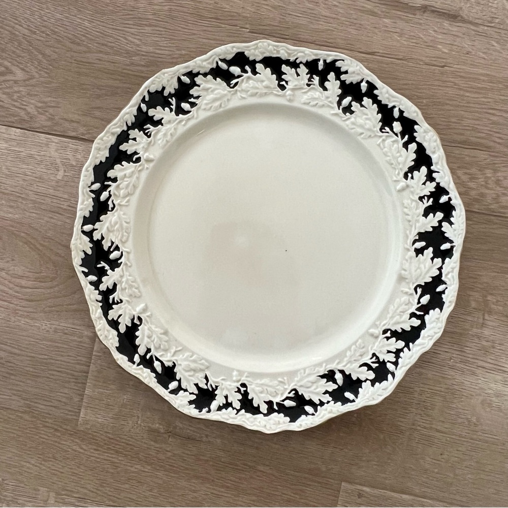 RARE‎ Vintage Masons Oak Stoneware Black Cream Dinner Plate 10”